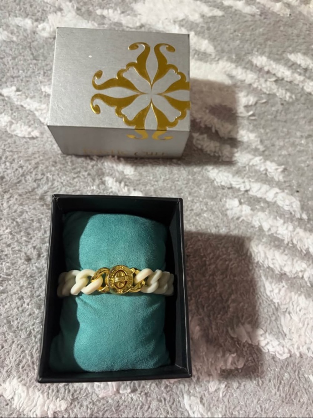 Rustic Cuff Gold and Ivory Braided Link Bracelet